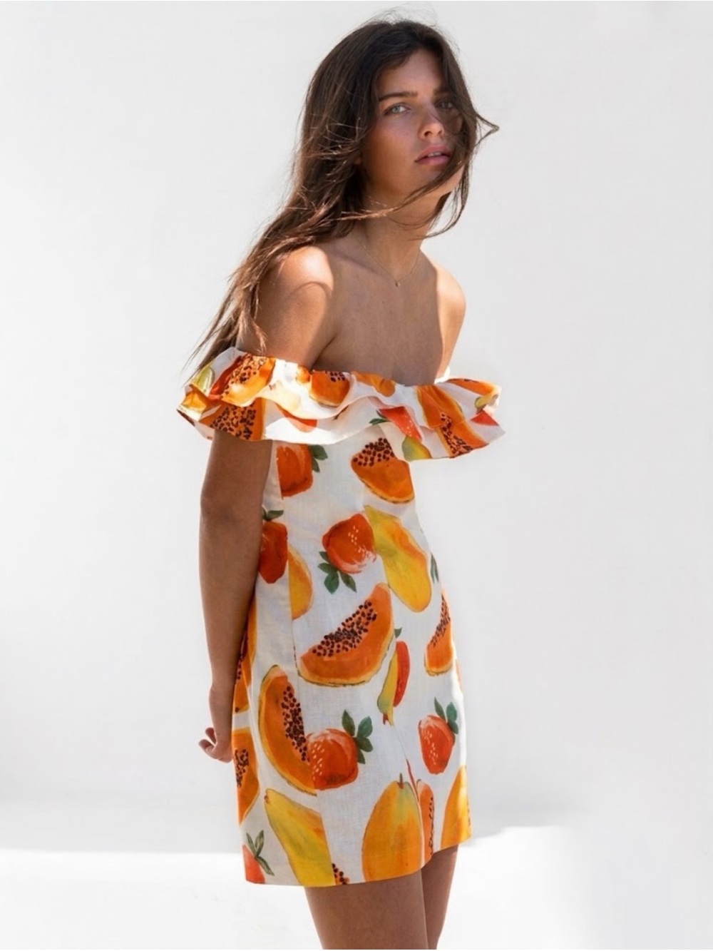 NWT Zara Woman FRUIT PRINT RUFFLED MINI DRESS Size M Medium